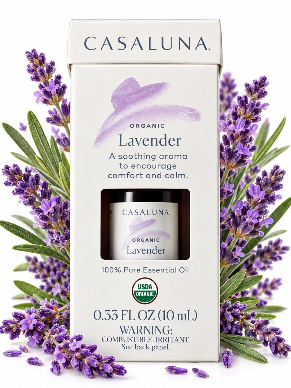 Casaluna Lavender Essential Oil - Purple & White Packaging